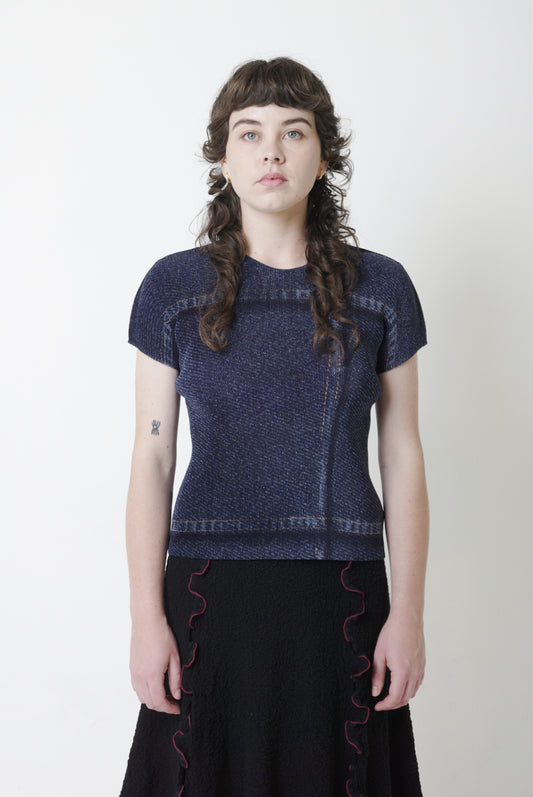 Issey Miyake Pleats Please Denim Look T-shirt